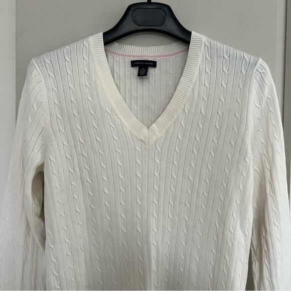 Vintage Y2K Tommy Hilfiger Cable Knit V-Neck Sweater - Prep Coastal Old Money - Picture 6 of 12
